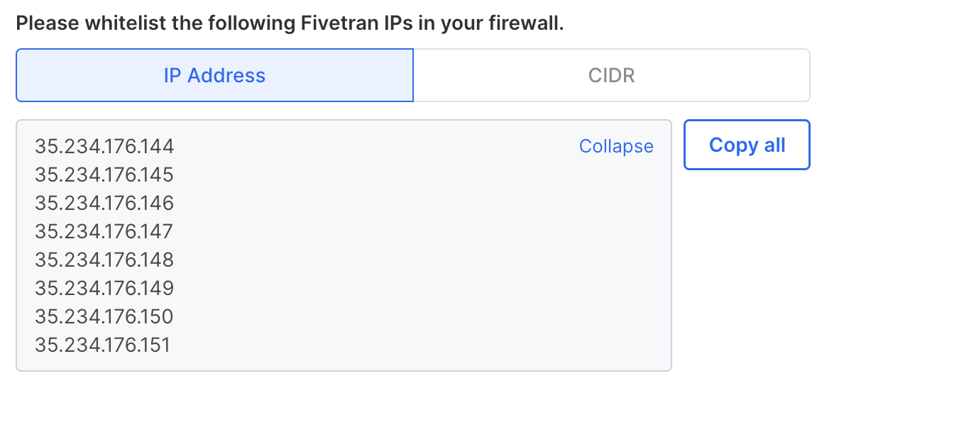 Fivetran IP addresses
