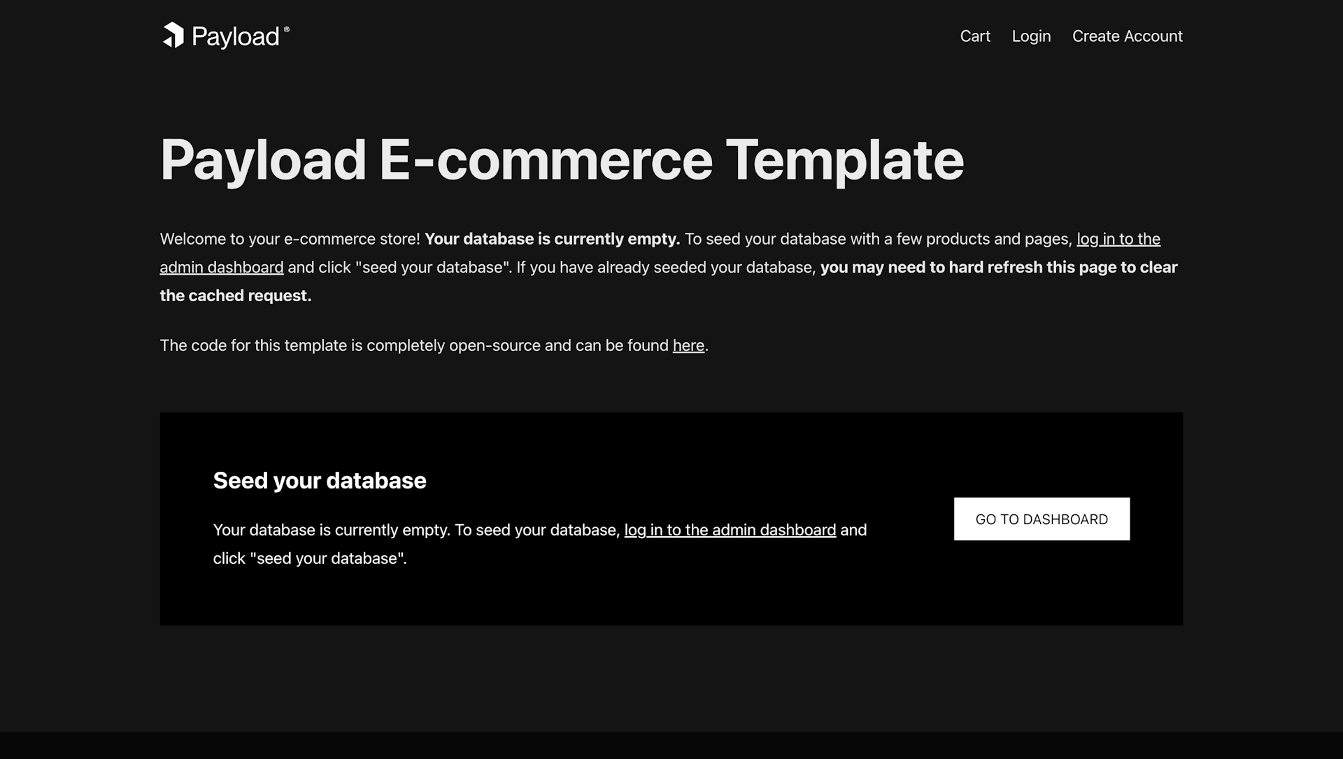 E-commerce template page