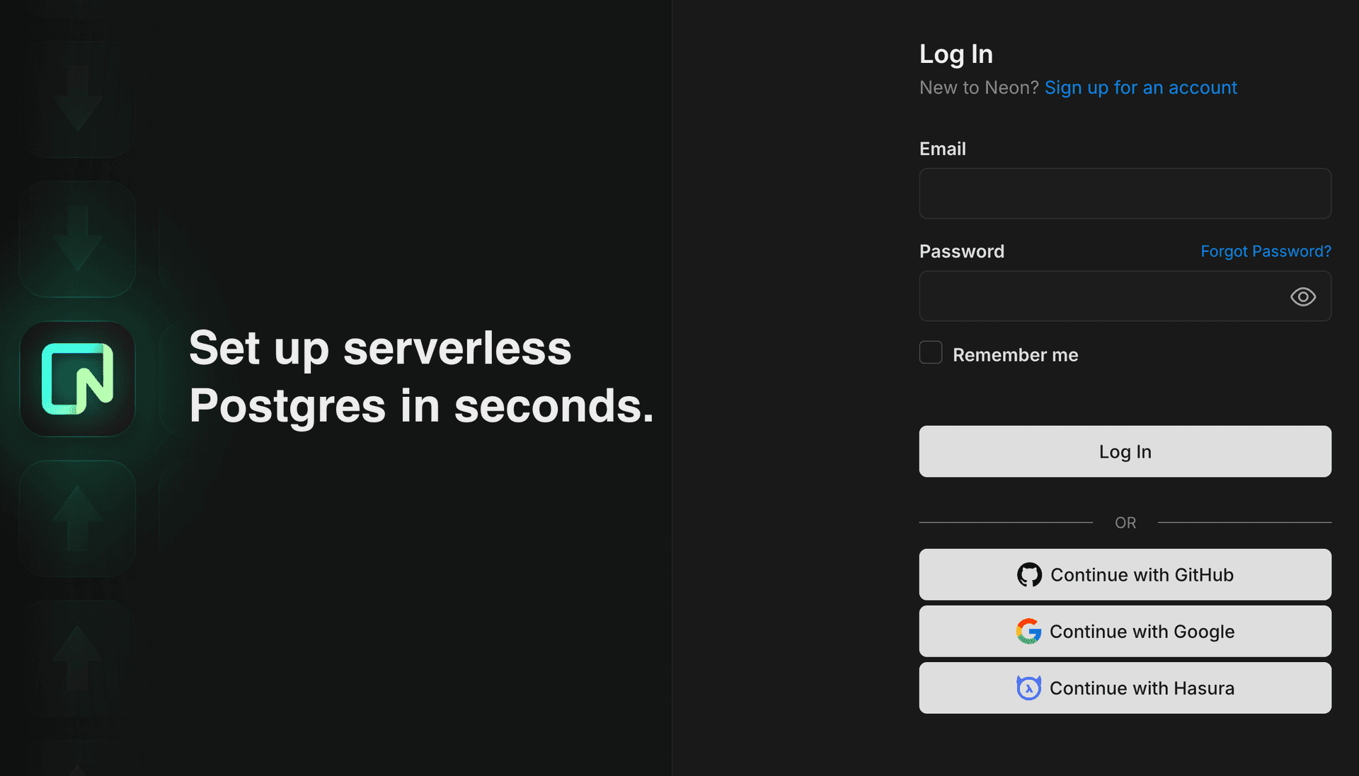Neon Console sign up