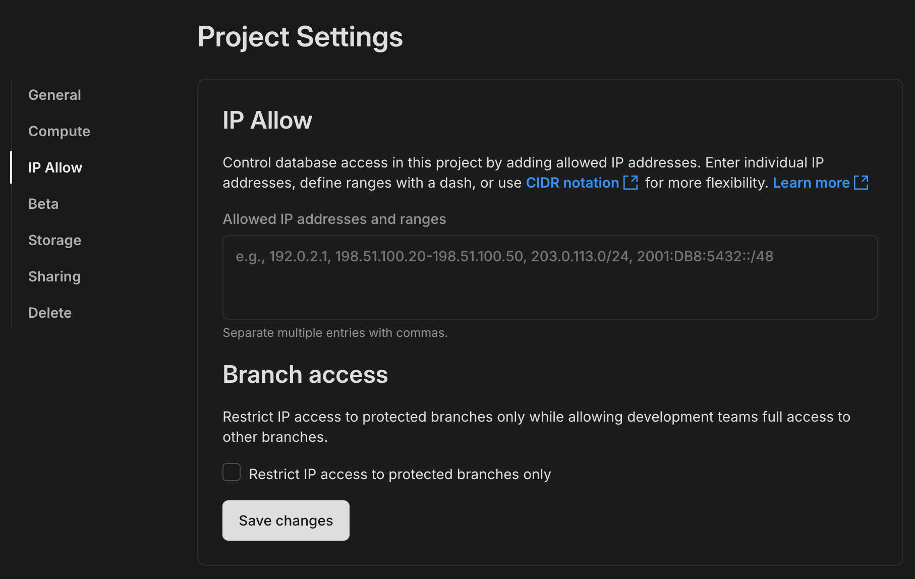 IP Allow configuration
