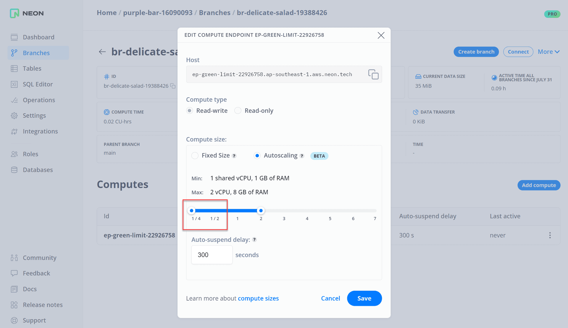 Autoscaling fractional compute sizes