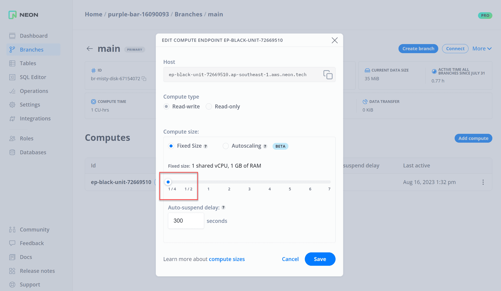 Fractional compute sizes